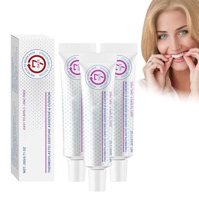 Denture Silicone Reline Kit, Thermoplastic Denture Adhesive, Adhesive for Teeth Denture (3pcs)