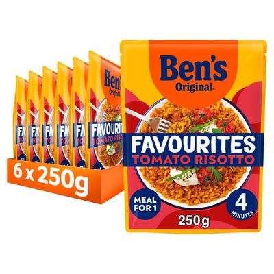 Bens Original Favourites Risotto Tomato and Italian Style Herbs ready in 4 minutes Microwave Rice Meal serves 1 multipack 6x 250g