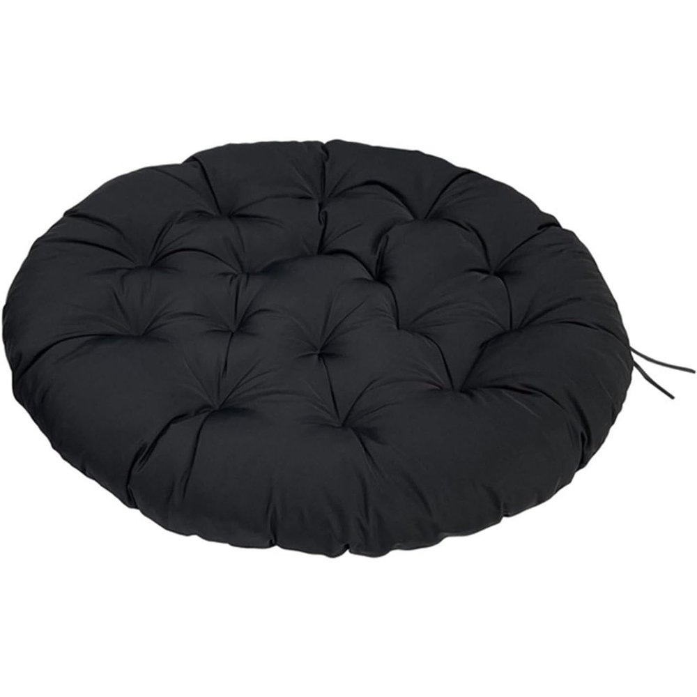 Rattan Round Chair Cushion 10cm Thick Padded Seat Cushion for Garden Swivel Armchair Floral Design Noir 100x100cm