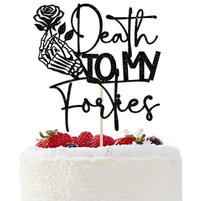 Death to My Forties Cake Topper, Rip Forties Decorations, Funeral Birthday Party Decor, Rip to My 40s, 50th Birthday Party Decorations, Black Glitter