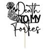 Death to My Forties Cake Topper, Rip Forties Decorations, Funeral Birthday Party Decor, Rip to My 40s, 50th Birthday Party Decorations, Black Glitter view 2