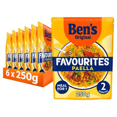Bens Original Favourites Paella Chorizo and Vegetable ready in 2 minutes Microwave Rice Meal serves 1 multipack 6x 250g
