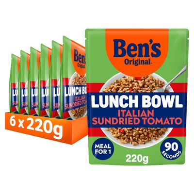 Bens Original Lunch Bowl Sundried Tomato Italian Style ready in 90 seconds Rice and Grains Ready Meal serves 1 multipack 6x 220g