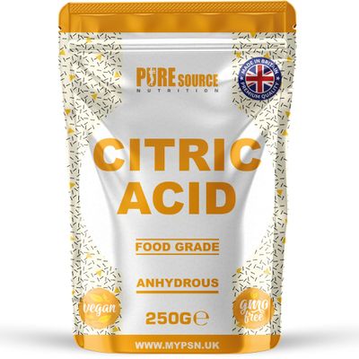 Pure Source Nutrition Citric Acid Bath Bombs, Food Flavouring, Preserving, Cleaning & Descaling | 100% Pure | for Organic Production, GMO Free (250g)