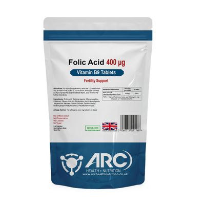 Folic Acid 400mcg (Vitamin B9) 365 Tablets  1 Year Supply - Vegan Vegetarian Tablets for Women, Pregnancy Care, Fertility Support  Supports Maternal Tissue Growth During Pregnancy, Made in The UK