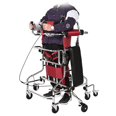 SssHfff Walking Frames, Upright Walker with Seat Height Adjustment 8-Wheel Walker Hemiplegia Rehabilitation Standing Frame With Handbrake(Men)