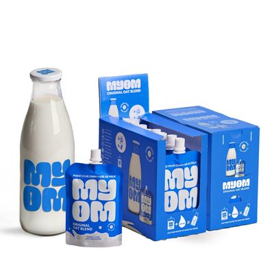 MYOM - Oat Milk Drink with Free Glass Bottle - Makes 16 Litres - 1L Big Value Bundle - Vegan Plant Based Oat Drink with Vitamin D3, Vitamin B12 and Iodine, Low Sugar - Dairy Free Plant-Based Milk
