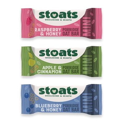 Stoats Mini Oat Bars Variety Pack  Assorted Flavours, Source of Fibre, Individually Wrapped, Great for Breakfast or a Quick Snack  Pack of 75 x 25g