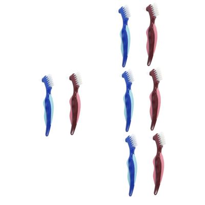 Didiseaon 8pcs Ergonomic Handle Denture Cleaning Brush Double Sided Soft Toothbrush for Denture
