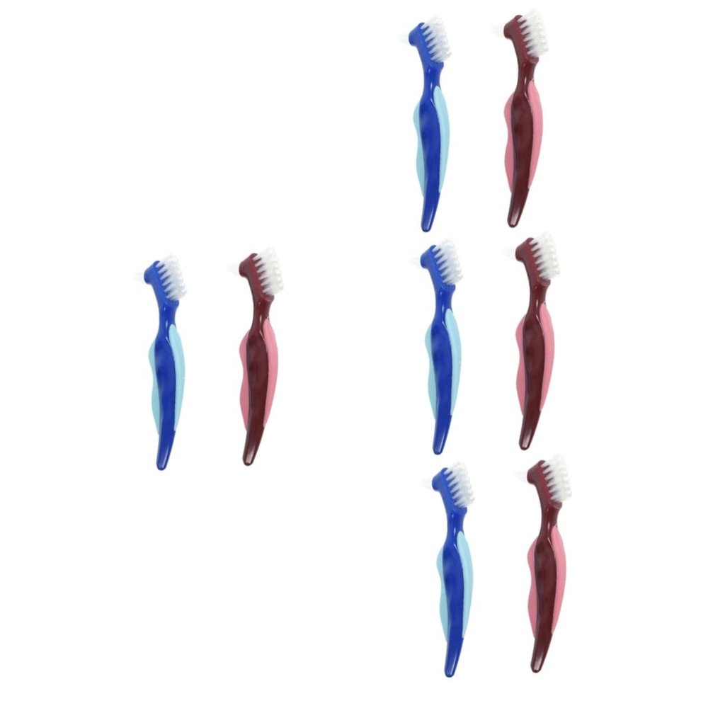 Didiseaon 8pcs Ergonomic Handle Denture Cleaning Brush Double Sided Soft Toothbrush for Denture