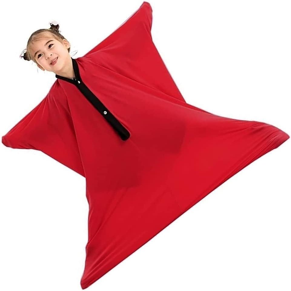 Sensory Body Sock for Kids, Full-Body Wrap Stretchy Body Sox to Relieve Stress for Children with Autism, Anxiety(Red,S)