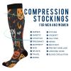 SKYSHU Halloween Pumpkin Bat Compression Socks for Women Men(1 Pair), Non-Slip Circulation Knee High Stockings Long Tube Stocking for Running Cycling Travel Nurse Medical,20-30 mmHg view 4
