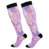 SKYSHU Mermaid Scale Compression Socks for Women Men(1 Pair), Non-Slip Circulation Knee High Stockings Long Tube Stocking for Running Cycling Travel Nurse Medical,20-30 mmHg view 1