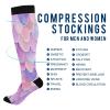SKYSHU Mermaid Scale Compression Socks for Women Men(1 Pair), Non-Slip Circulation Knee High Stockings Long Tube Stocking for Running Cycling Travel Nurse Medical,20-30 mmHg view 4