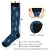 SKYSHU Blue Snowflake Compression Socks for Women Men(1 Pair), Non-Slip Circulation Knee High Stockings Long Tube Stocking for Running Cycling Travel Nurse Medical,20-30 mmHg view 3