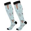SKYSHU Christmas Deer Compression Socks for Women Men(1 Pair), Non-Slip Circulation Knee High Stockings Long Tube Stocking for Running Cycling Travel Nurse Medical,20-30 mmHg view 1