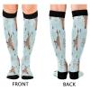 SKYSHU Christmas Deer Compression Socks for Women Men(1 Pair), Non-Slip Circulation Knee High Stockings Long Tube Stocking for Running Cycling Travel Nurse Medical,20-30 mmHg view 2