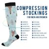 SKYSHU Christmas Deer Compression Socks for Women Men(1 Pair), Non-Slip Circulation Knee High Stockings Long Tube Stocking for Running Cycling Travel Nurse Medical,20-30 mmHg view 4