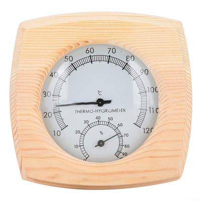 CNANRNANC Sauna Hygrothermometer, 140 mm Sauna Thermometer Hygrometer Wood, Sauna Room Accessories, Hygrometer Thermometer Sauna