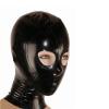 ABWL Black Latex Hood Mask for Unisex,Rubber Hooded with Open Eyes and Nose for Cosplay Costumes Clubwear -L view 1