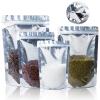 100pcs Resealable Mylar Bags with Window for Food Storage,Stand Up Smell Proof Bags,Pouch Food Packaging Heat Seal Bags for Candy,Jewelry, Foil, Bulk (Silver, 5.51x7.87 inch) view 1