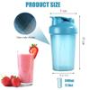 ACWOO Protein Shaker Bottle with Stainless Steel Mixing Ball 500ml, 2pcs Protein & Supplement Shaker Bottle, Leak Proof Flip Flop Lid Shake Bottle Mixer, BPA Free Protein Shake Bottle, Blue + Pink view 2