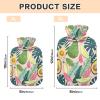 1L Large Hot Water Bottle with Soft Cover, Avocado and Tropical Leaves Transparent Hot Water Bags for Bed Hand Feet Warmer, Menstrual Cramps, Neck, Shoulder, Back Pain Relief view 2