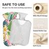1L Large Hot Water Bottle with Soft Cover, Avocado and Tropical Leaves Transparent Hot Water Bags for Bed Hand Feet Warmer, Menstrual Cramps, Neck, Shoulder, Back Pain Relief view 3