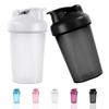 ACWOO Protein Shaker Bottle with Stainless Steel Mixing Ball 500ml, 2pcs Protein & Supplement Shaker Bottle, Leak Proof Flip Flop Lid Shake Bottle Mixer, BPA Free Protein Shake Bottle, Black + White view 1