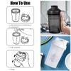ACWOO Protein Shaker Bottle with Stainless Steel Mixing Ball 500ml, 2pcs Protein & Supplement Shaker Bottle, Leak Proof Flip Flop Lid Shake Bottle Mixer, BPA Free Protein Shake Bottle, Black + White view 3