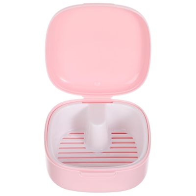 Didiseaon Pink Retainer Box Plastic Storage Case Sealed Lid and Drainer Basket Portable and Easy-to-Clean for Mouthguards Aligners and Braces