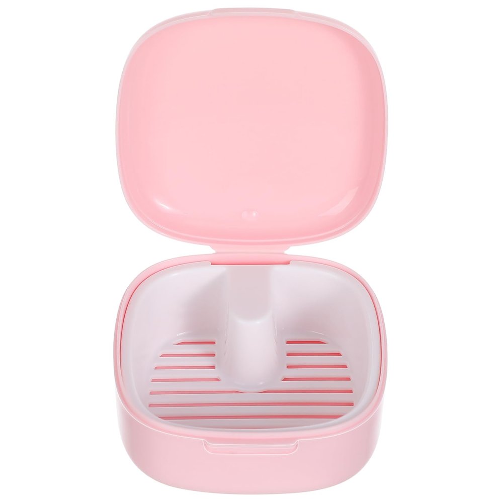 Didiseaon Pink Retainer Box Plastic Storage Case Sealed Lid and Drainer Basket Portable and Easy-to-Clean for Mouthguards Aligners and Braces