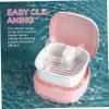 Didiseaon Pink Retainer Box Plastic Storage Case Sealed Lid and Drainer Basket Portable and Easy-to-Clean for Mouthguards Aligners and Braces view 3