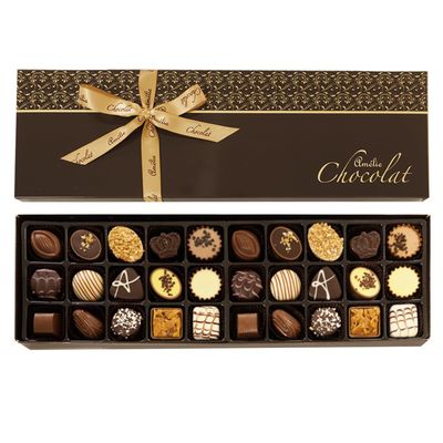 Amelie Chocolat Luxury Collection | Luxury Handmade Chocolates | Adult Chocolate Gifts | 30 Assorted Chocolates | Belgian Chocolate Gifts | Chocolate Fillings | Pralines | Ganache