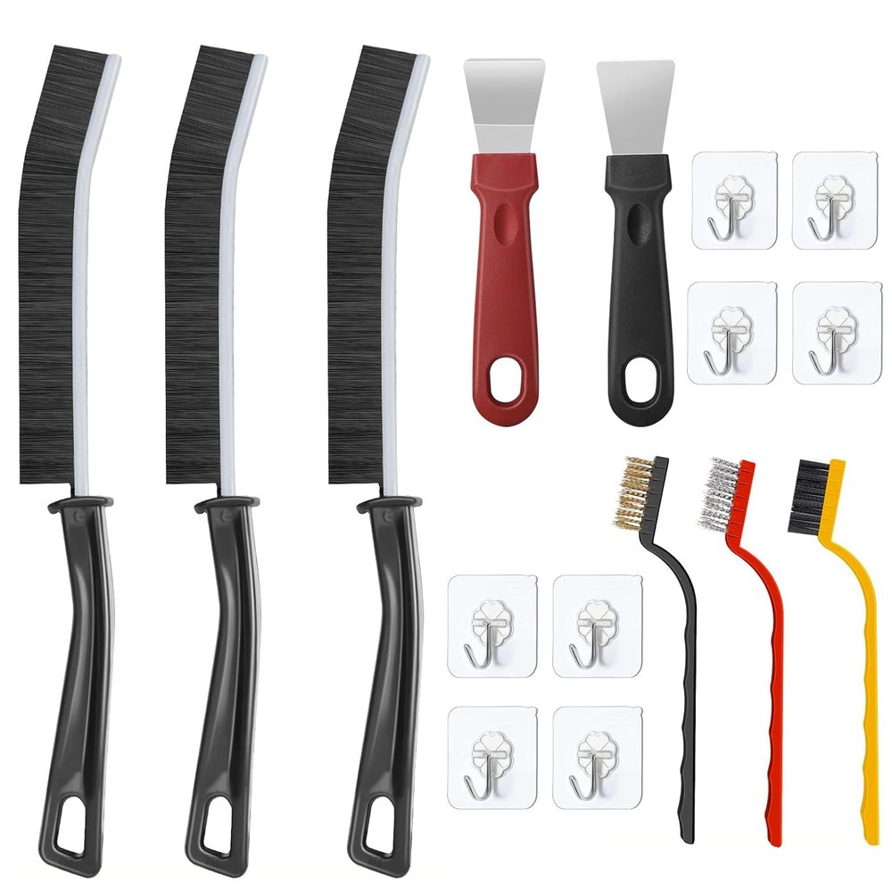 16 Magic Brush Set for Narrow Spaces, Bathroom/Tiles/Kitchen - Crevice Cleaning Magic Brush Tool