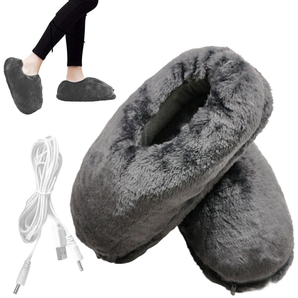 Electric Heating Shoes | Electric Heated Foot Warmer Slipper - USB Rechargeable Foot Heating Pad, Electric Plush Warming Shoes, Electric Heated Foot Warmer Slipper for Home