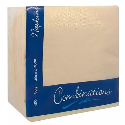 Tezraftaar 5000 x Paper Napkins Disposable 40cm x 40cm 3Ply Cream Serviettes Tissue Paper for Catering Supply Tableware Weddings Christmas Birthday Parties