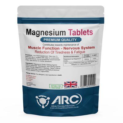 Magnesium 500mg Supplement 360 Vegan High Strength Tablets for Men & Women  Supports Muscle Function, Tiredness, Bones, Energy, Nervous System - Made in UK