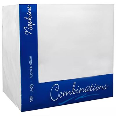 Tezraftaar 300 x Paper Napkins Disposable 40cm x 40cm 3Ply White Serviettes Tissue Paper for Catering Supply Tableware Weddings Christmas Birthday Parties
