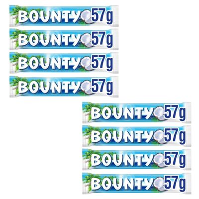 Bounty Coconut & Milk Chocolate Snack Bars  8 Pack (57g each) | Perfect Birthday or Thank You Gift | Exclusive to Gracehill Gifts