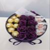 Hat Box Purple3 with Chocolates & Silk Flowers Gift view 1