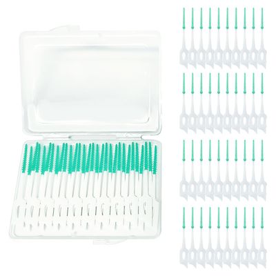 320 Pieces Dual-Head Interdental Brushes, Silicone Tooth Floss Picks & Toothpick 2-in-1,Silicone Dental Brushes Tooth Floss Picks, Portable Pink Dental Floss Sticks Toothpick for Braces Teeth Cleaning