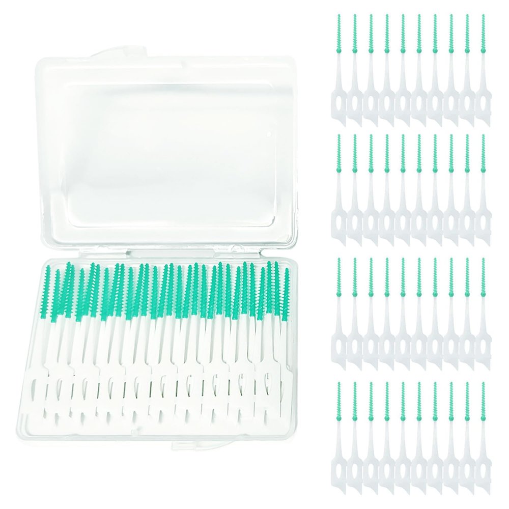320 Pieces Dual-Head Interdental Brushes, Silicone Tooth Floss Picks & Toothpick 2-in-1,Silicone Dental Brushes Tooth Floss Picks, Portable Pink Dental Floss Sticks Toothpick for Braces Teeth Cleaning