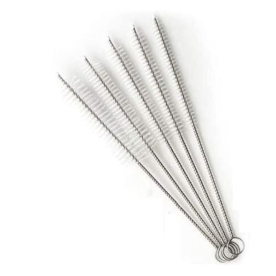 GEDRACKPMYN Tracheostomy Cleaning Brushes, 5pcs Bendable Trach Tube Brush, Tube Cleaner with Stainless Steel Handle & Nylon Bristles,10mm