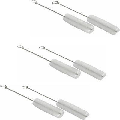 GEDRACKPMYN Tracheostomy Cleaning Brushes, 6pcs Bendable Throat Tube Brush, Nylon Bristle, Tube Cleaner with Stainless Steel Handle,15mm