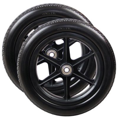 12 1/2x2 1/4 Wheelchair Caster/Wheels Assembly Small Solid Rear Wheels Replacement for Wheelchair 1/2" Bearing 2pcs Black
