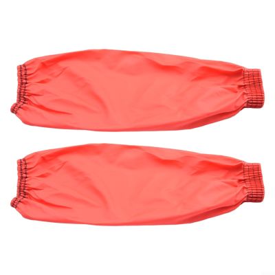1 Pair Waterproof Oilproof Sleeves Covers, Elasticated Cuffs Wrist To Elbow, Oversleeves Sleevelets Cleaning Protective Kitchen Tool(red)