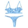 Beokeuioe Lace Sleepwear Two-Piece Pyjamas Lingerie Sets Women Sexy with Bra String Lingerie Set Push Up Women's Underwear Women Lingerie Sleepwear Nightwear, A light blue, L view 4