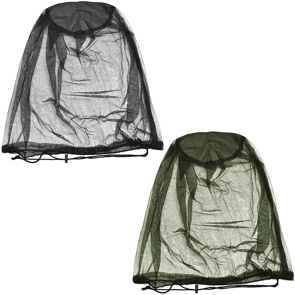 LICQIC Mosquito Net Hat, Midge Hat, Anti-Insect Net Hat, Face Net for Outdoor, Camping, Mountaineering, Hiking, Fishing (1 Pcs Black + 1 Pcs Green)