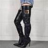 Women's Sexy Black Thigh High Boots. Pointed Toe Zipper Stilettos Over The Knee Boots. Winter Stiletto Boots. Wide-Leg Boots,Black,4 UK view 2